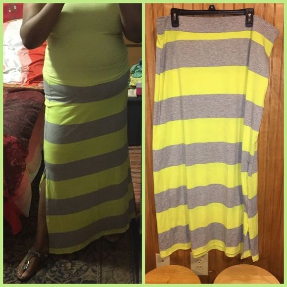 The Limited Dresses & Skirts - The Limited Neon Yellow & Gray Skirt Sz XL